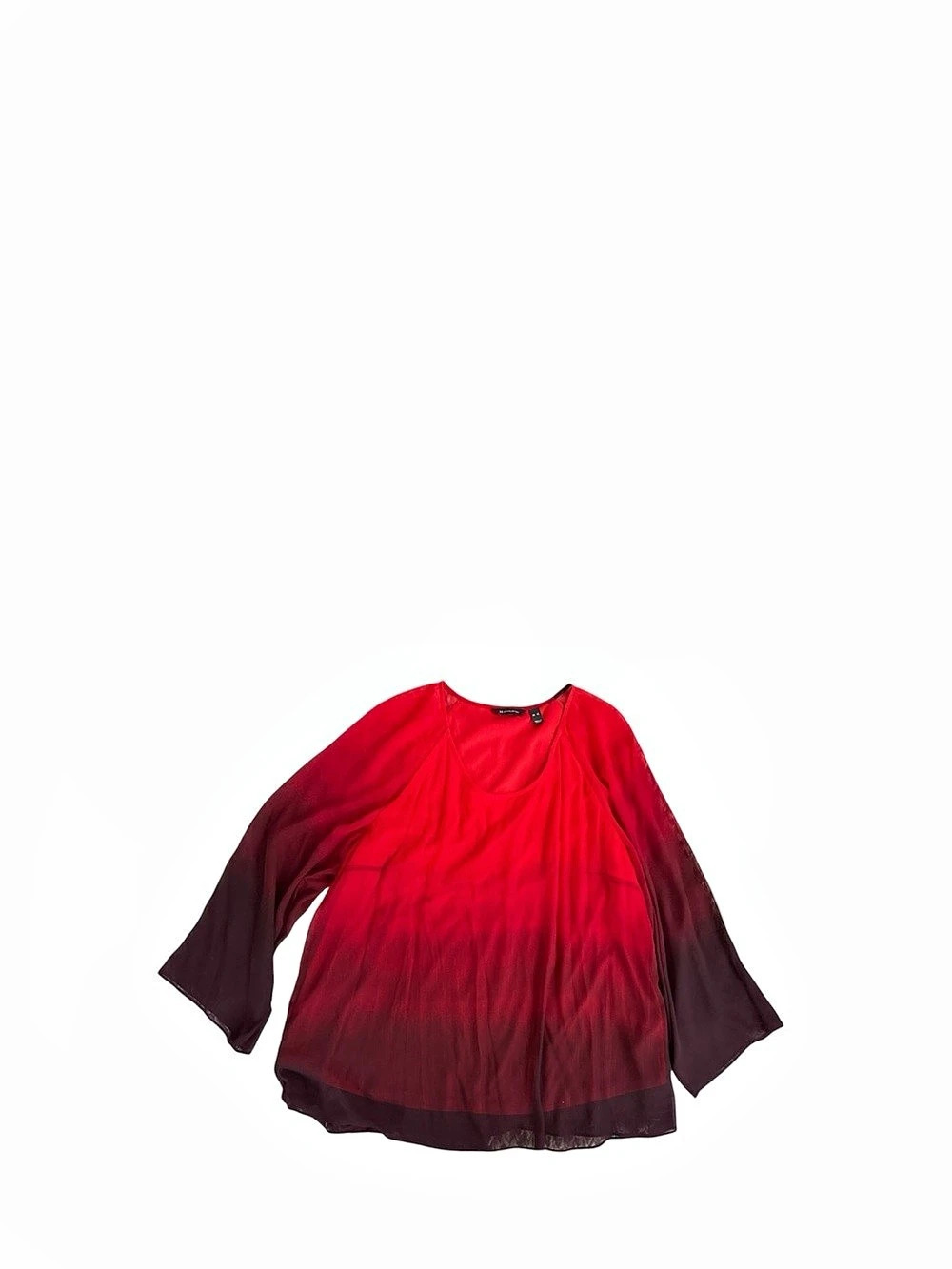 H by Halston Ombre Printed Chiffon Overlay Tunic Red & Black XL